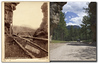 Paul Horsted > Lock & McBride (or Locke & Peterson...caption on photo differs from mount) circa 1890's, image showing Harney Peak through a gap in large rock formation. Photo caption indicates "on the B&M Railway" though it is a couple miles to the railroad bed, which is now the Mickelson Trail. The gravel road which now passes through this gap is called Palmer Creek Road, and runs between Hwy. 244 and Hwy. 87, southeast of Hill City, S.D. Historic image courtesy Adams Musem & House.    ©Paul Horsted, All Rights Reserved.